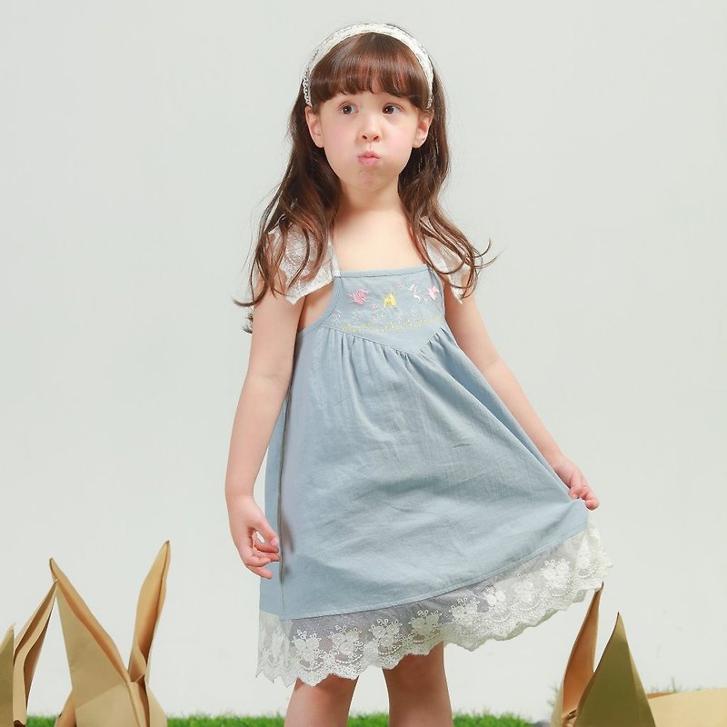 Crazy afternoon tea dress - ชุดเด็ก - ผ้าฝ้าย/ผ้าลินิน สีน้ำเงิน