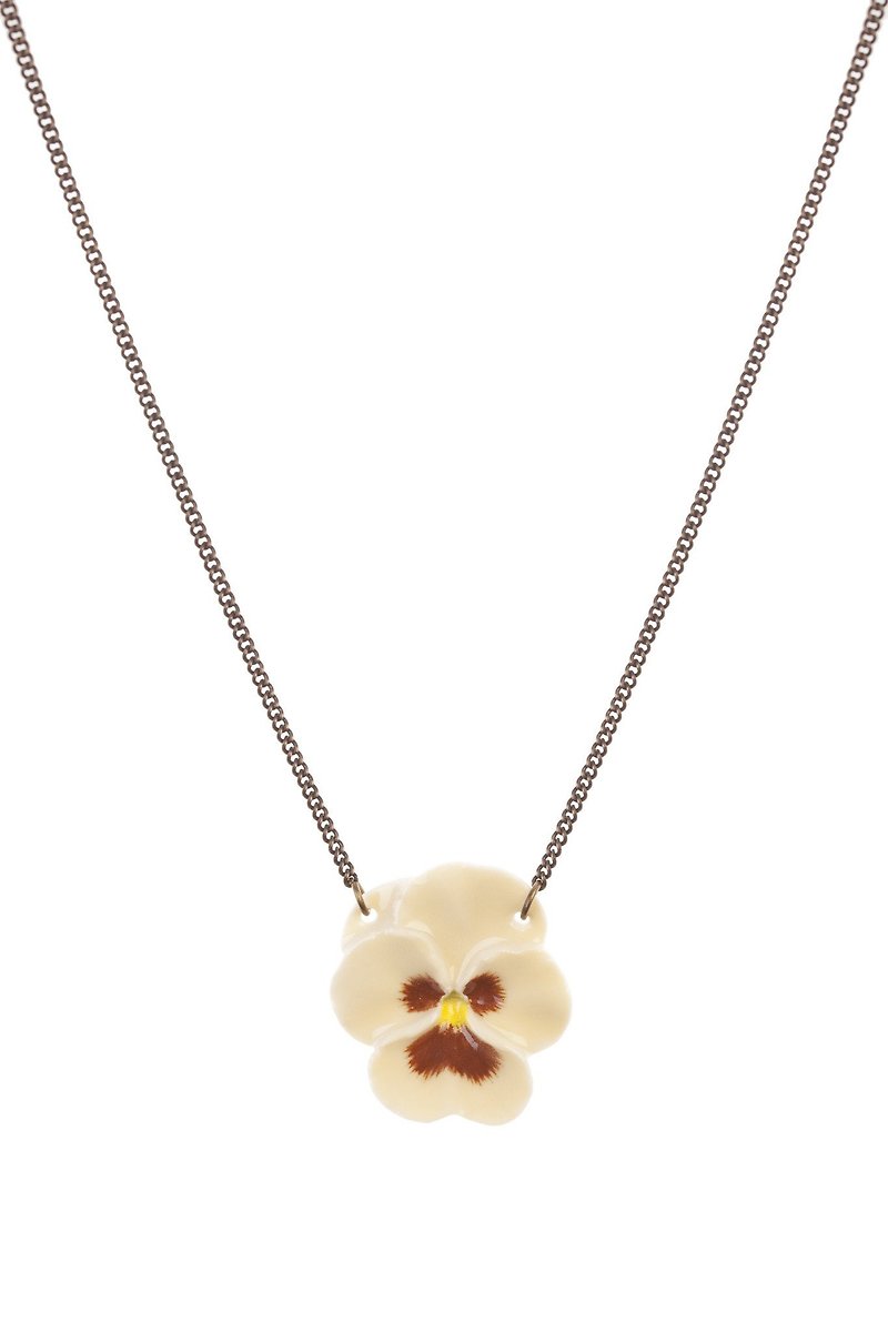 And Mary   Yellow Pansy Necklace   Gift box - Necklaces - Porcelain Yellow