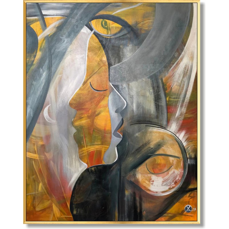 Abstract Acrylic Painting On Canvas Faces Abstract Painting Extra Large Wall Art - 壁貼/牆壁裝飾 - 壓克力 多色