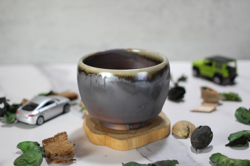 【送禮好物】220ml 柴燒 天目釉 手拉坯茶碗 茶杯 鶯歌葉敏祥作 - 茶壺/茶杯/茶具 - 瓷 