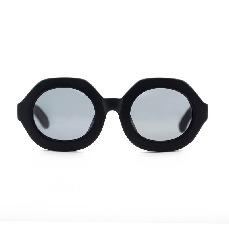 Hexagonal classic acetate sunglasses∣UV400 sunglasses-black matte - Sunglasses - Other Materials Black