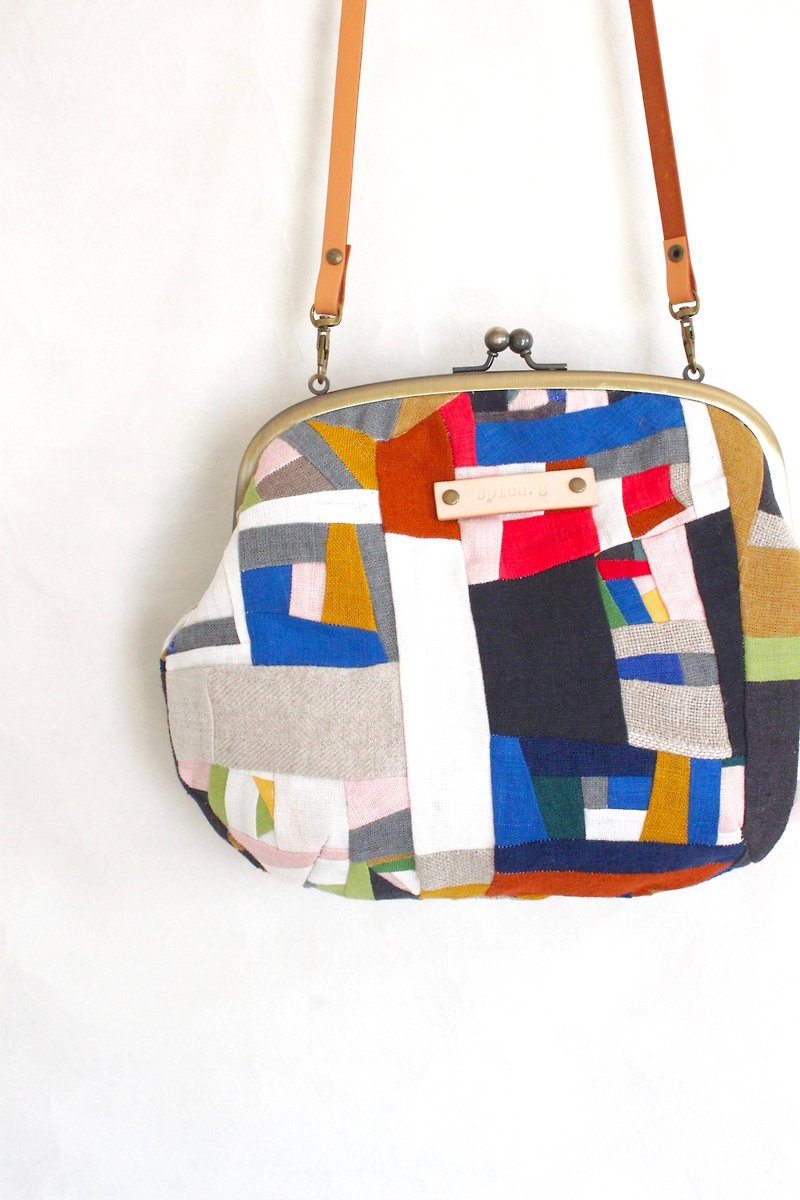 Purse pochette of a linen patchwork - Messenger Bags & Sling Bags - Cotton & Hemp Multicolor