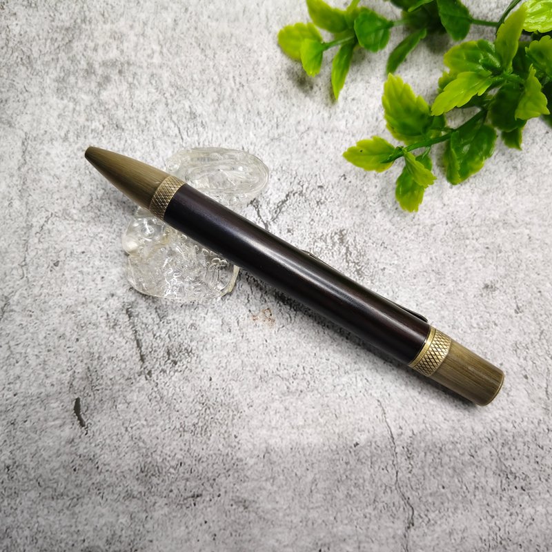 黑檀木 原木 手工筆 頂部旋轉式 鋼珠筆 - 鋼珠筆 - 木頭 