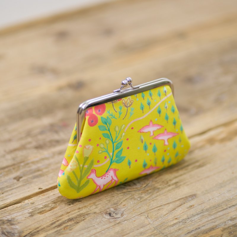 momode coin purse musubu yellow - กระเป๋าสตางค์ - ผ้าฝ้าย/ผ้าลินิน สีเหลือง