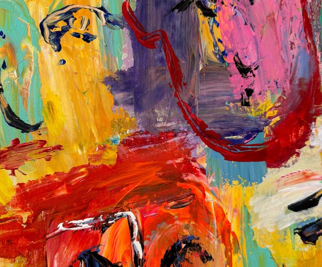 カラフルな抽象画 比喩的な壁アート 抽象的なフェイスペイント 額入り