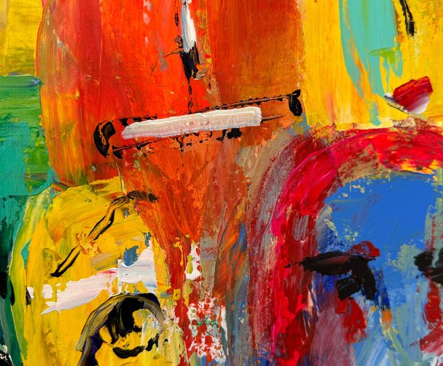 カラフルな抽象画 比喩的な壁アート 抽象的なフェイスペイント 額入り