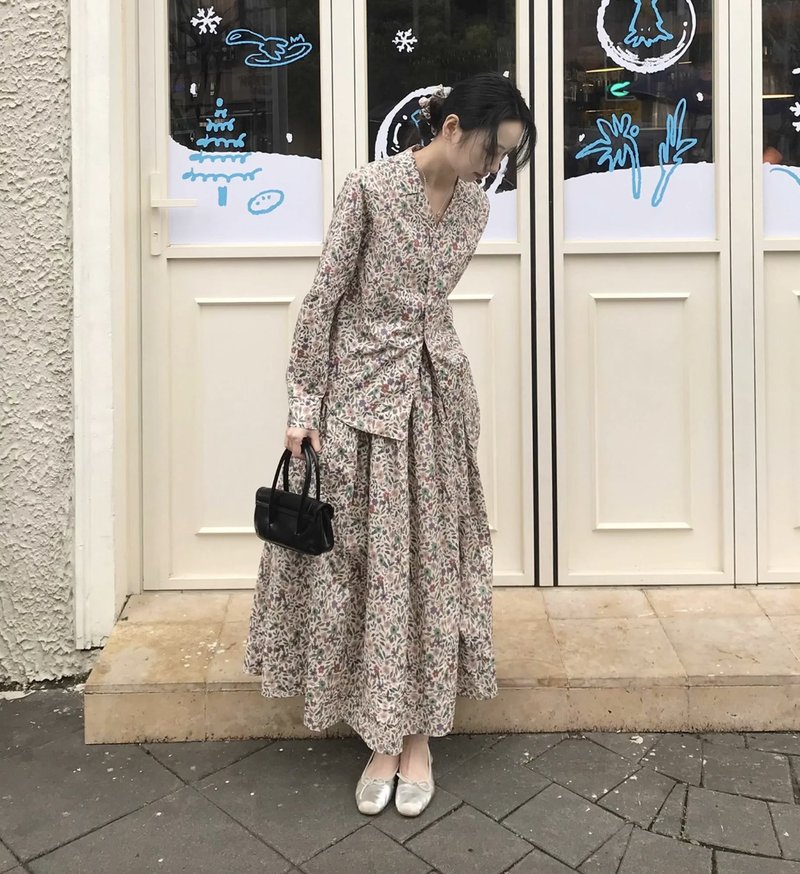 日日是春日 純棉碎花襯衫 半裙套裝 可客製 - 女襯衫 - 其他材質 多色