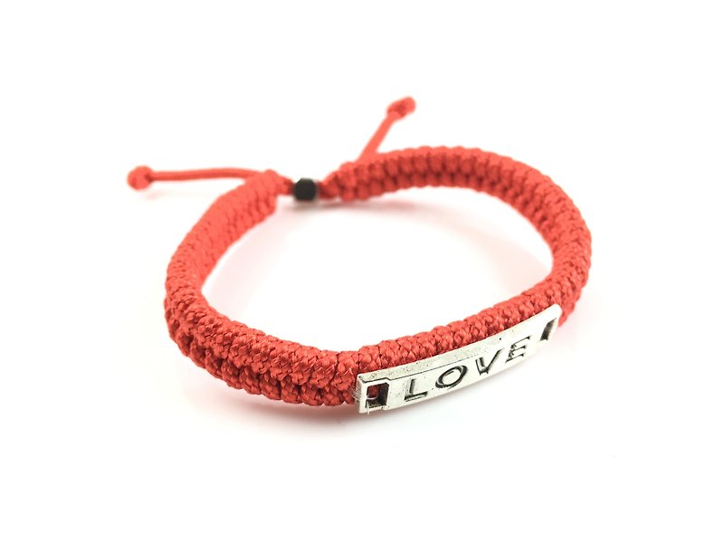 Valentine's flagship product - LOVE [Love] red rope hand section - สร้อยข้อมือ - ผ้าฝ้าย/ผ้าลินิน สีแดง