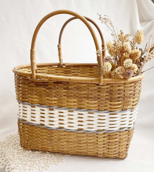 好日。戀物 【好日戀物】日本早期獨具特色的手工天然竹編織手提野餐籃裝飾籃