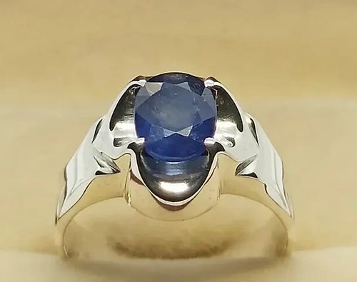 gemsjewelrings Natural Royal Deep Blue Sapphire Mens Ring Sterling Silver 925 Handmade Blue man