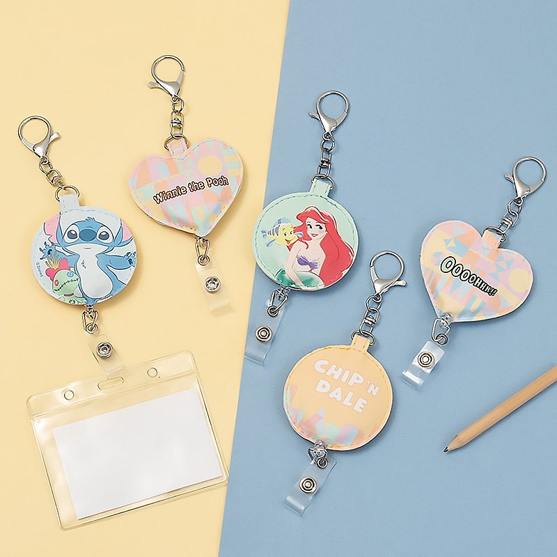 Disney Summer Party Series leather telescopic ID buckle easy-pull buckle card holder buckle lanyard - Lanyards & Straps - Other Materials Multicolor