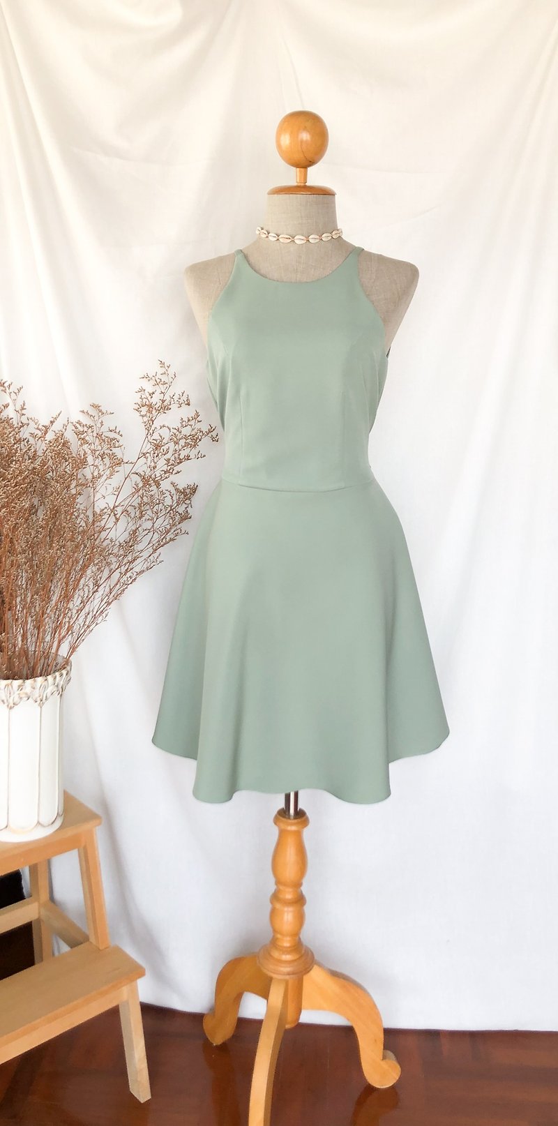 Sage Green Party Dress Evening prom sexy back dress bridesmaid dress summer - One Piece Dresses - Polyester Green