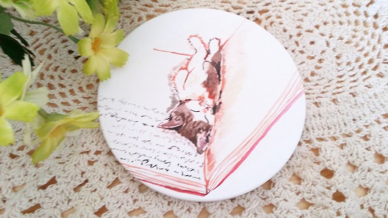 Yingge ceramic water coaster - sleeping cat series. Is to sleep - Coasters - Pottery Multicolor