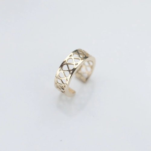 CHARIS GRACE 14K Gold Lattice Cuff 金網格耳夾耳環
