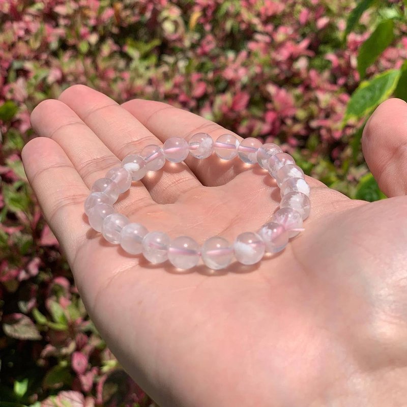 雪花幽靈 水晶手鏈 8mm - 手鍊/手環 - 水晶 白色
