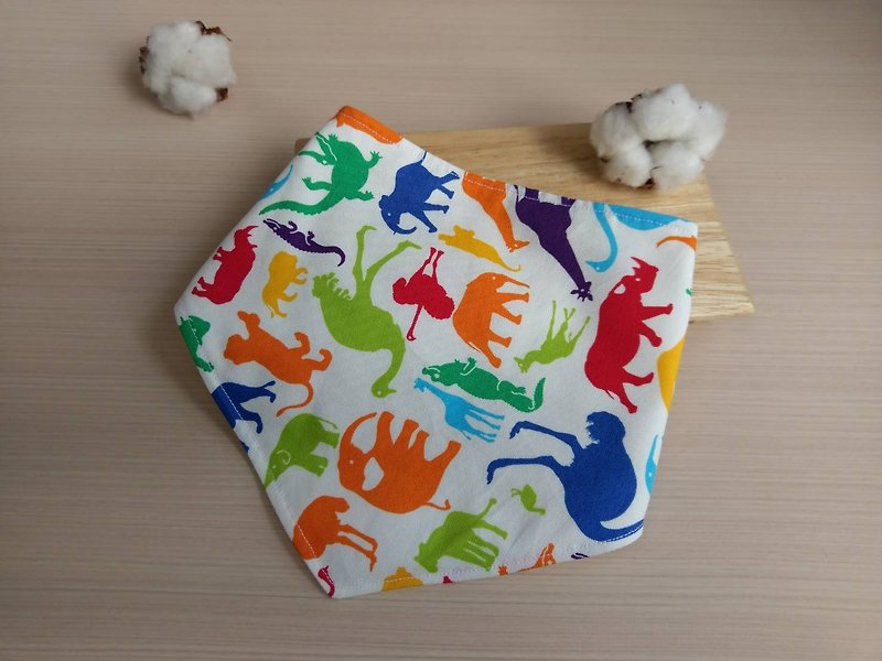 Jungle Animals Series - Color Impression - infant baby cotton triangle scarf / bibs / four yarn (color) - Bibs - Cotton & Hemp Multicolor