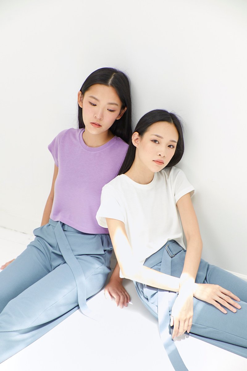 Brunch baby crop tee - 女上衣/長袖上衣 - 棉．麻 黑色