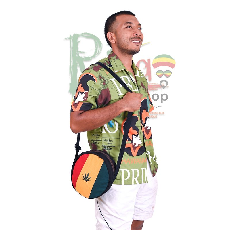 Rasta Round Bag Cotton Embroidery Bob Marley Handbag Purse Crossbod - Other - Cotton & Hemp Multicolor