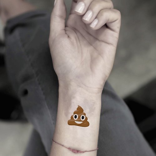 OhMyTat OhMyTat 便便表情符號 Poop Emoji 刺青圖案紋身貼紙 (2 張)