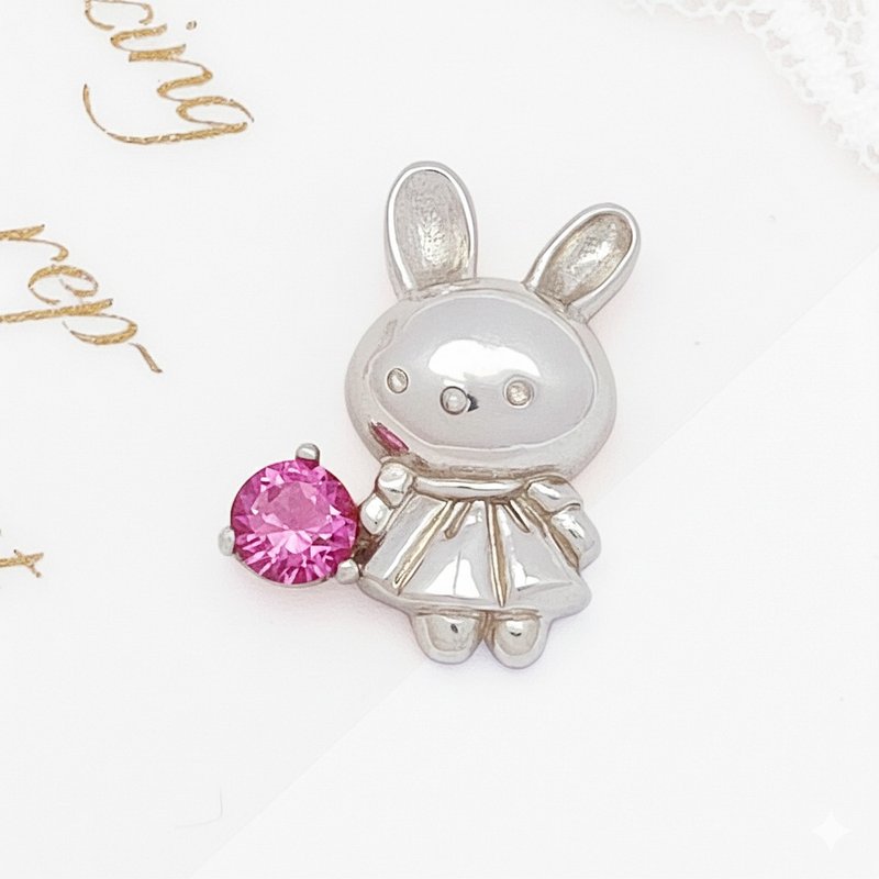 獨家原創設計 手工925純銀項鍊 兔子項鍊 馬拉亞石榴石 稀有寶石 - 項鍊 - 純銀 