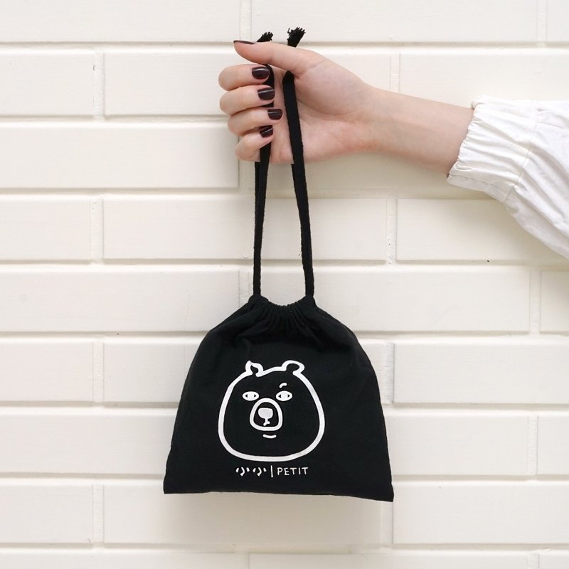 black bear drawstring pocket - Toiletry Bags & Pouches - Other Materials Black