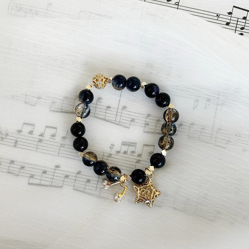 [Lily Zooey] Starry Sky and Sea | Star Notes Blue Sand Bracelet Handmade Musical Culture and Creation - Bracelets - Crystal 