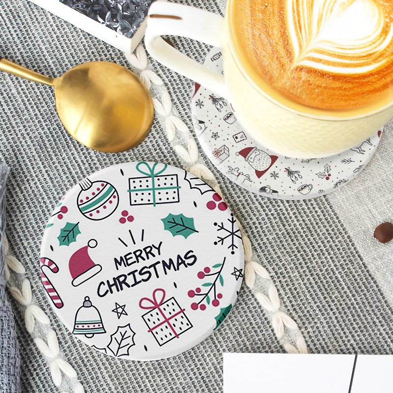 【Customized gift】Ceramic round coaster single-piece color printing gift gift - Coasters - Pottery White