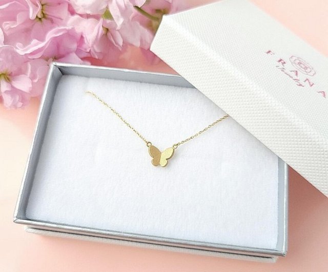 K18] Small butterfly simple necklace - Shop FRANA JEWELRY TOKYO