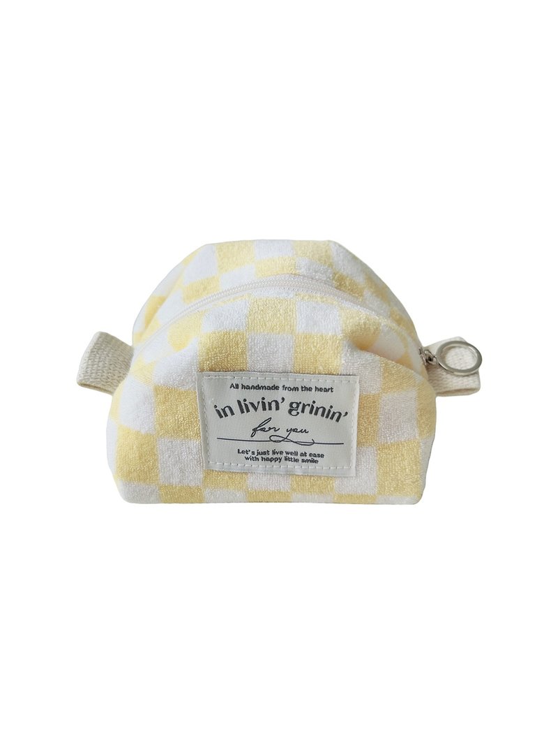 terry checker pouch S_lemon - 化妝包/收納袋 - 其他人造纖維 黃色