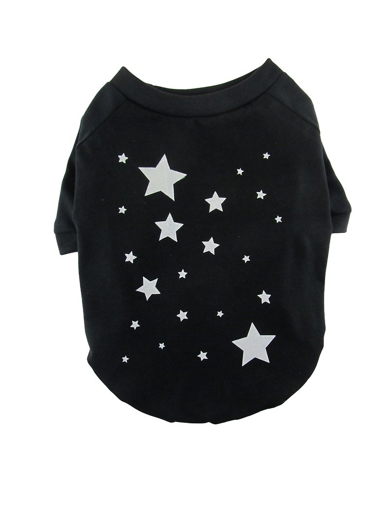 Silver Star Print Dog Tee, 95Cotton/5Spandex Raglan Jersey Dog Tee, Dog Apparel - Clothing & Accessories - Other Materials Black