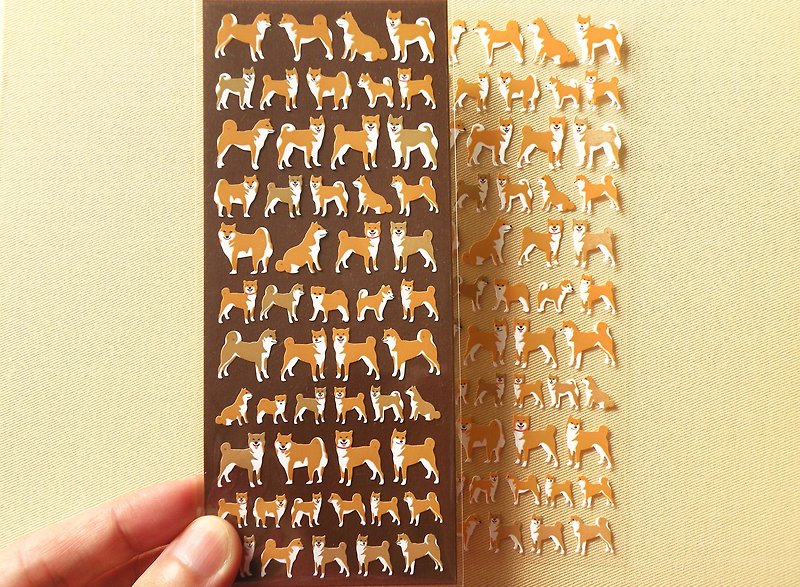 Shiba Inu Stickers (2 Pieces Set) - สติกเกอร์ - วัสดุกันนำ้ สีนำ้ตาล