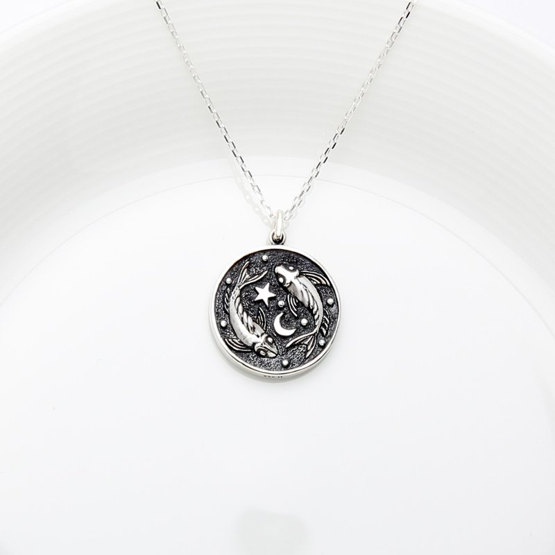 【Angel & Me】Astrology Pisces s925 sterling silver necklace Birthday gift - สร้อยคอ - เงินแท้ สีเงิน