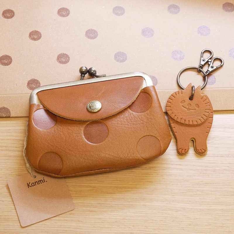 Japan Kanmi. Gift Box Set - Candy Series Coin Purse + Kitten Keychain - Coin Purses - Genuine Leather 
