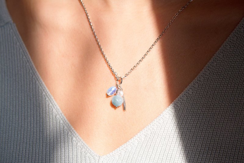 三月誕生幸運項鍊 Mars Necklace - 項鍊 - 半寶石 銀色
