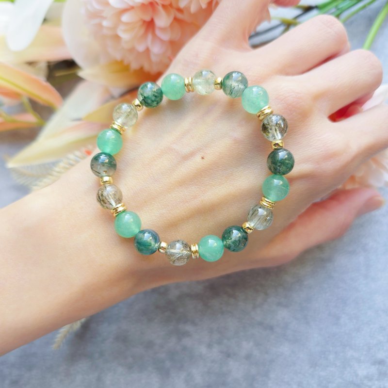 Abundance and Abundance - Green Hair. Aventurine. Aquatic Agate - Energy Crystal Bracelet - Bracelets - Crystal Green