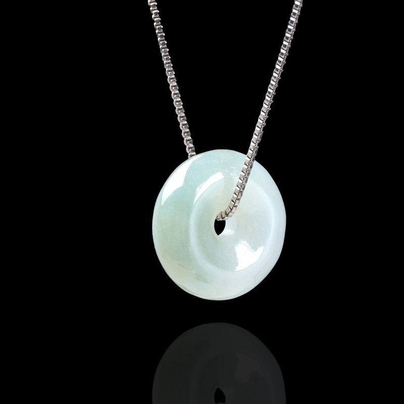 【May‧Peace】Ice Jadeite Peace Buckle Necklace | Natural Burmese Jadeite A Grade | Gift - Necklaces - Jade Green