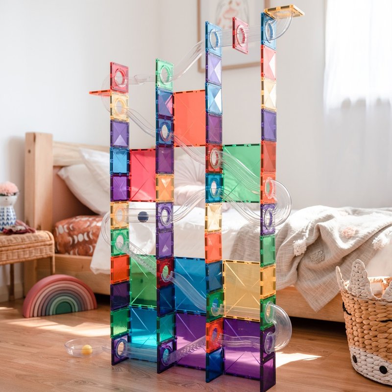 Australia Connetix Rainbow Magnetic Building Blocks-Ball Track Set (92pc) - ของเล่นเด็ก - พลาสติก 