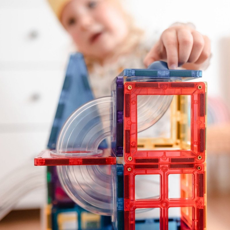 Australian Connetix rainbow magnetic building blocks-rolling ball track set (92pc) children's toy board game - Kids' Toys - Plastic 