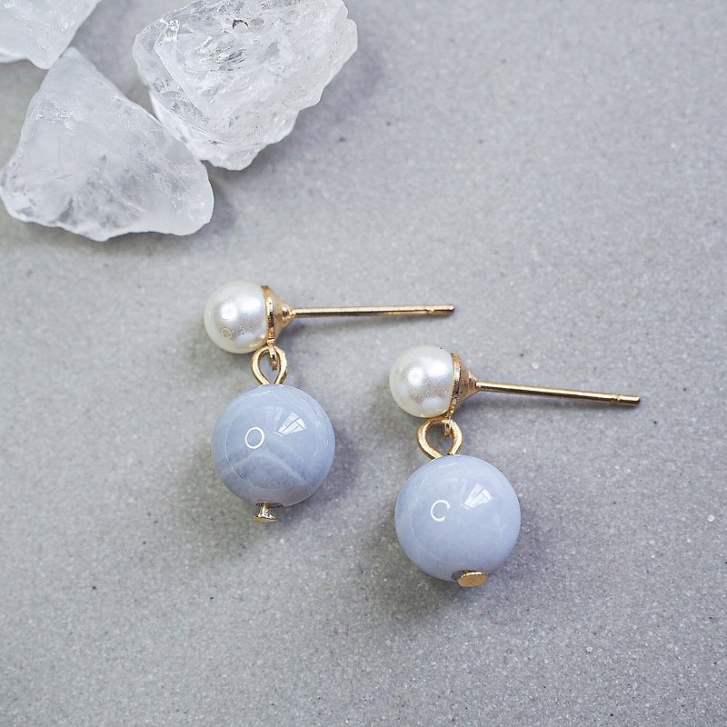 Blue Lace Agate  Non Allergic Earring - Earrings & Clip-ons - Gemstone Blue