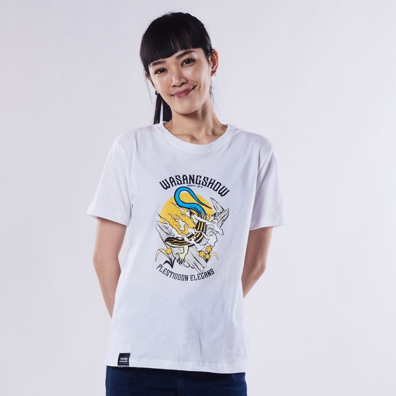 [Dragon Glow Series] Stone TEE white model (suitable for men and women) - เสื้อยืดผู้ชาย - ผ้าฝ้าย/ผ้าลินิน ขาว