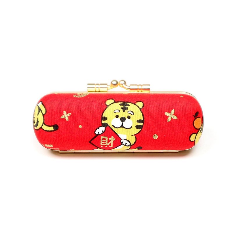 Mouth gold stamp box lipstick box stamp storage - cute little tiger (red) - ตราปั๊ม/สแตมป์/หมึก - ผ้าฝ้าย/ผ้าลินิน สีแดง