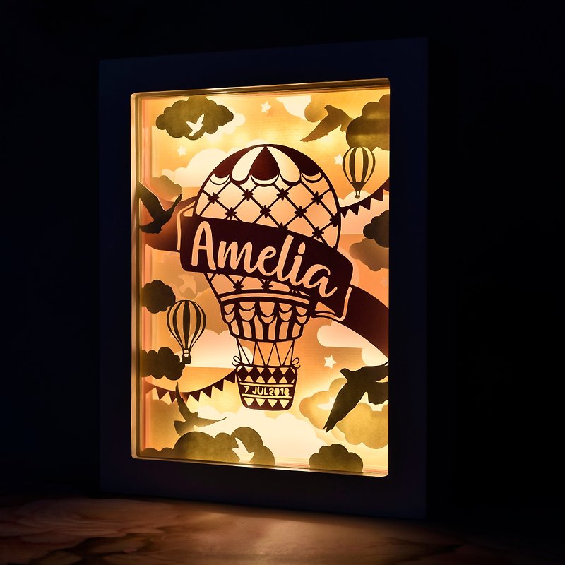 Handmade Customized Personalized LED Shadow Box Lamp, Balloon Theme - Lighting - Paper Multicolor