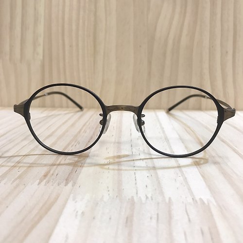 EGlasses。眼鏡物語 站內最高等級UV420濾藍光0度眼鏡│小圓款黑銅彈性鈦合金WBT56
