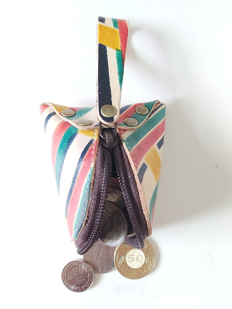 Dragon Boat Festival colorful leather rice dumpling bag coin purse - Coin Purses - Genuine Leather Multicolor