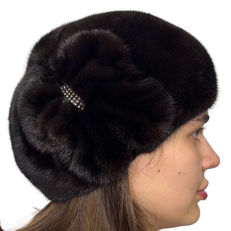 Womens Fur Beret Winter Mink Hat Real Fur Hat Luxury Russian Fur Hats Caps - 帽子 - 其他材質 咖啡色