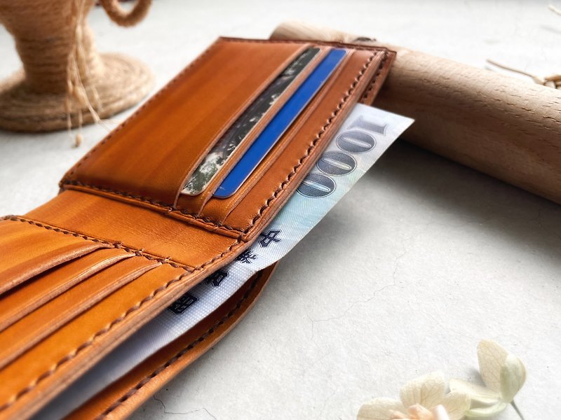Vegetable tanned leather handmade men's wallet genuine leather men's wallet with one bill compartment and six card layers - Wallets - Genuine Leather 