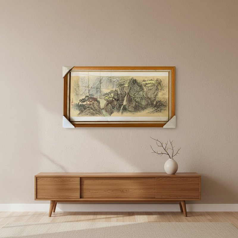 峰峰連連隨日上 水墨原作 生宣紙 山川氣象橫幅 - 海報/掛畫/掛布 - 紙 