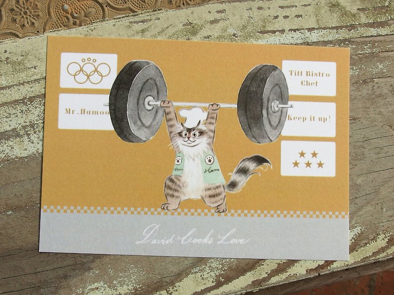 Postcard-The cat with strength - การ์ด/โปสการ์ด - กระดาษ สีนำ้ตาล