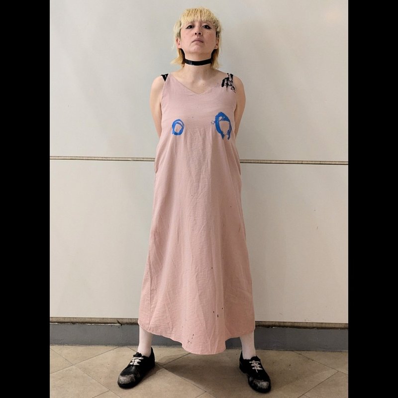 【drip】painted one-piece - 洋裝/連身裙 - 棉．麻 粉紅色