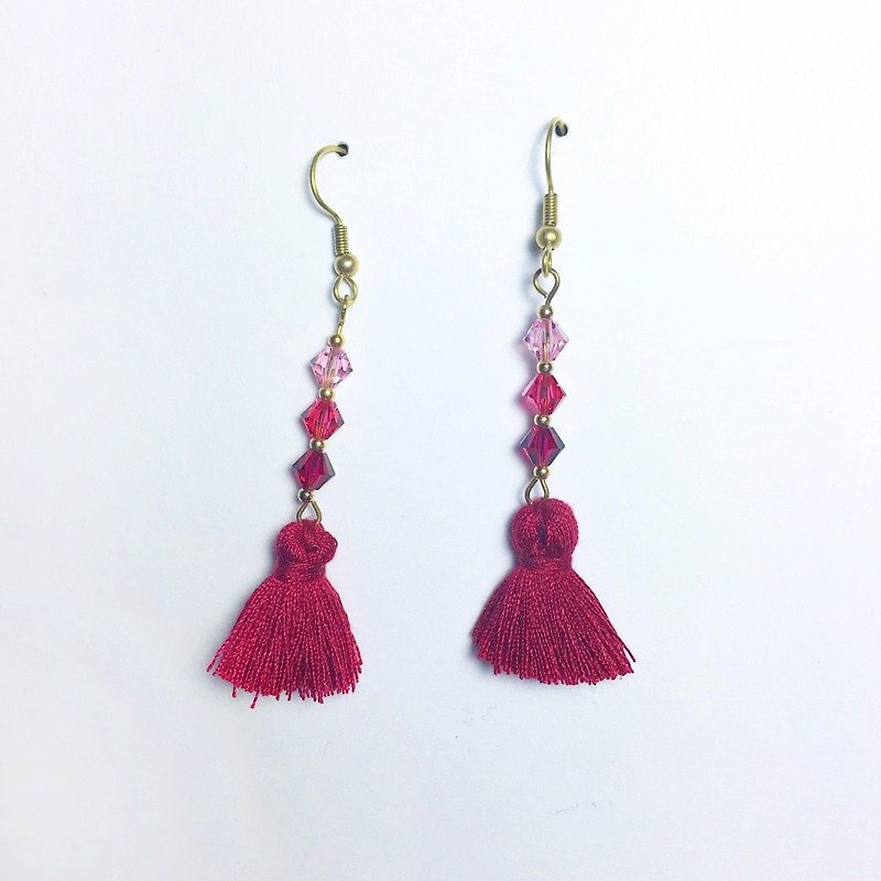 Qiu - Earrings :: clip-on can be changed Earrings / one pair / brass earrings / gift custom designs - ต่างหู - โลหะ สีแดง